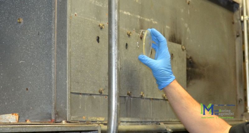 Weird Bacteria Found Inside a Hospital Air Handling Unit - Photo of Sample Being Taken